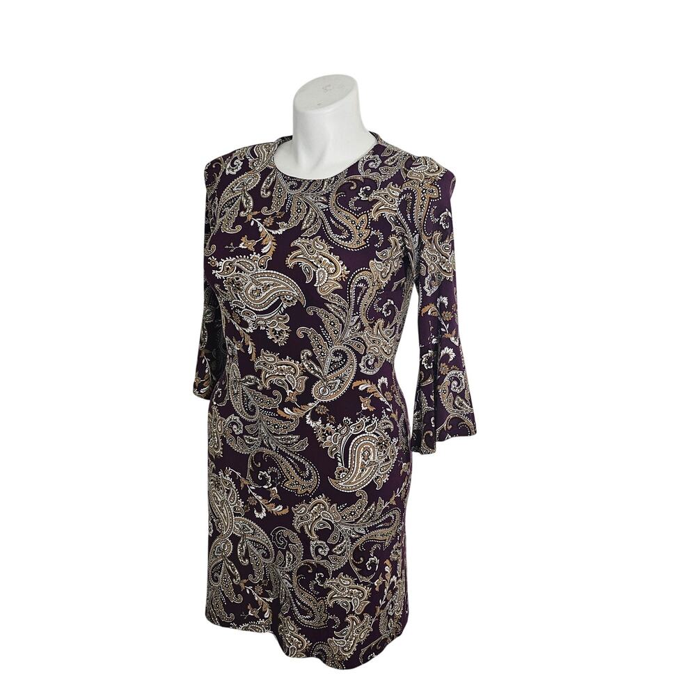 Tommy Hilfiger Petite Paisley Bell-Sleeve Shift Dress - Size 2 - Picture 3 of 9